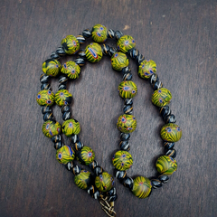 Vintage Roman Style Green Gabri Eyes Glass Beads Necklace