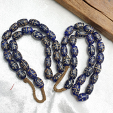 OLD AFRICAN Style Nepalese Decorated Blue Glass Vintage BEADS Strand 20x13MM