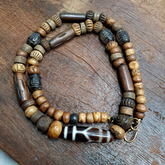 TIBETAN ANTIQUE Carving Beads MALA ROSARY Amulet