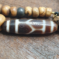 TIBETAN ANTIQUE Carving Beads MALA ROSARY Amulet