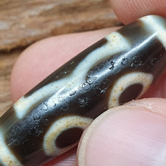 Old Tibetan Himalayan 3 Eyes pattern BON Dzi Agate Bead Amulet