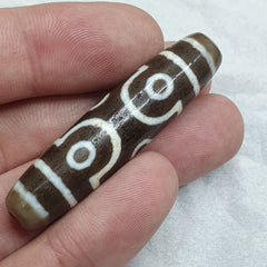 Vintage Tibetan Himalayan 6 Eyes Unique pattern Agate stone Dzi Bead Amulet