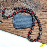 Tibetan antique Carving Smoky Quartz & venetian whiteheart Beads Mala Necklace