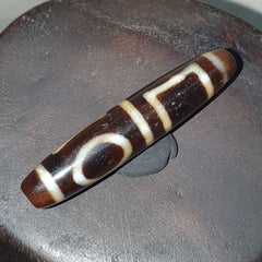 Rare Himalayan Tibetan Dzi Buddha Eye Quad Sakor Amulet Bead