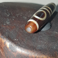 Rare Himalayan Tibetan Dzi Buddha Eye Quad Sakor Amulet Bead