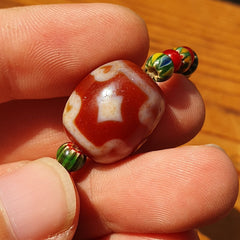 Himalayan Crystals, Chevron & Tibetan Red Agate Dzi Spiritual Amulet necklace