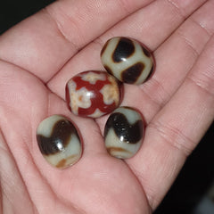 Lot 4 Beads Indo Tibetan unique Patterns Agate Dzi Amulet Beads