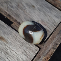 Indo Tibetan unique Tiger Teeth Pattern Agate Dzi Amulet Bead