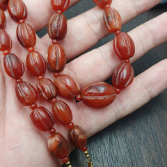 RARE Old antique Indo Tibetan Carnelian Agate Beads Melon Shape Beads necklace