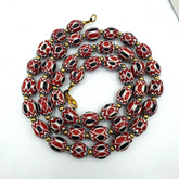 Vintage Venetian Trade Style beads Old Red Chevron Beads Strand