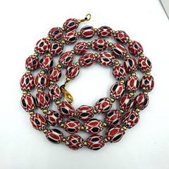 Vintage Venetian Trade Style beads Old Red Chevron Beads Strand
