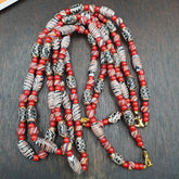 Vintage Venerano ART Fancy Feather venetian whiteheart 6mm BEADS Necklace