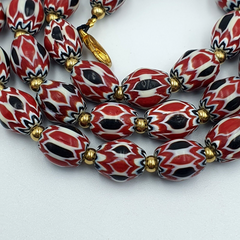 Vintage Venetian Trade Style beads Old Red Chevron Beads Strand