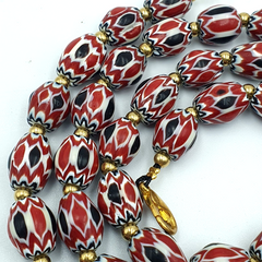 Vintage Venetian Trade Style beads Old Red Chevron Beads Strand
