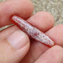 Red Agate Beads Vintage Himalayan Tibetan Agate white Patina