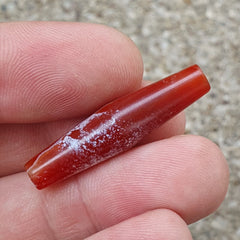 Red Agate Beads Vintage Himalayan Tibetan Agate white Patina