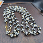 Venetian Style Skunk black beads Vintage dotted Beads Strand