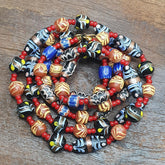 Vintage Fancy Feather Wedding cake Glass Venetian Style Beads Necklace #MX-3