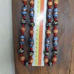 Vintage Fancy Feather Wedding cake Glass Venetian Style Beads Necklace #MX-3