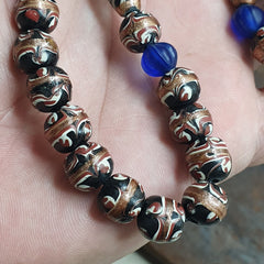 Vintage Fancy Feather Wedding cake Glass Venetian Style Beads Necklace #MX-2