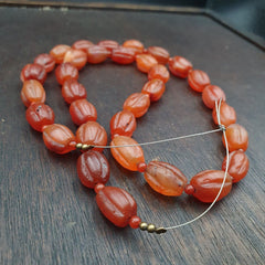 RARE Old antique Indo Tibetan Carnelian Agate Beads Melon Shape Beads necklace