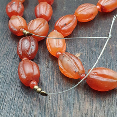 RARE Old antique Indo Tibetan Carnelian Agate Beads Melon Shape Beads necklace