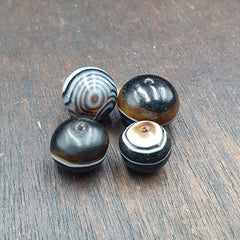 Lot 4 Ancient Antique INDO Himalayan Eye Beads Soleimani Banded Agate Beads
