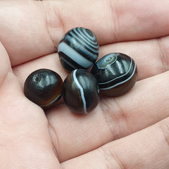 Lot 4 Ancient Antique INDO Himalayan Eye Beads Soleimani Banded Agate Beads