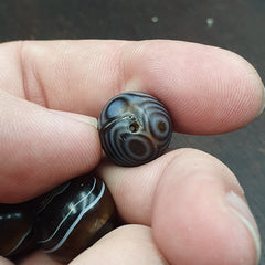 Lot 4 Ancient Antique INDO Himalayan Eye Beads Soleimani Banded Agate Beads