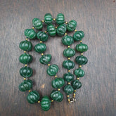 Vintage Chinese Tibetan Jade Carving jade Melon Shape Beads Necklaces
