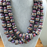 vintage Venetian Style Skunk Wedding cake Millefiori Fancy glass beads 18-10mm