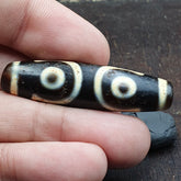 Himalayan Tibetan 3 Eye Dzi Bead Amulet with Nice Soft Patina