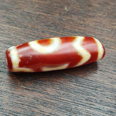 Himalayan Tibetan Carnelian Unique 2 Eyes Red Agate Dzi Amulet Bead C16