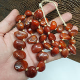 Old Antique Indo Tibetan Carnelian Agate Beads Raw Shape Necklace