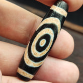 Vintage Unique Pattern 2 eyes in Eyes Tibetan Agate Dzi Bead Amulet OTB-8