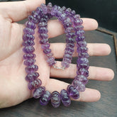 Vintage Amethyst Carving Gemstone Melon Shape Beads Necklaces