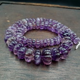 Vintage Amethyst Carving Gemstone Melon Shape Beads Necklaces