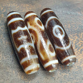 Lot 3 Vintage Tibetan Unique pattern Eyes Agate stone Dzi Bead Amulet