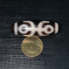 Tibetan Old Agate Dzi Bead " Unique Eyes Pattern " Amulet Pendant