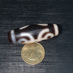 Tibetan Old Agate Dzi Bead " Unique Eyes Pattern " Amulet Pendant