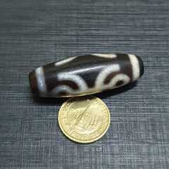 Tibetan Old Agate Dzi Bead " Unique Eyes Pattern " Amulet Pendant