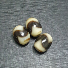 Lot 3 Beads Indo Tibetan Tiger Teeth Zigzag Pattern Agate Dzi Amulet Beads