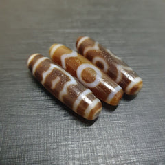 Lot 3 Vintage Tibetan Unique pattern Eyes Agate stone Dzi Bead Amulet