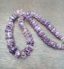 Vintage Amethyst Carving Gemstone Melon Shape Beads Necklaces