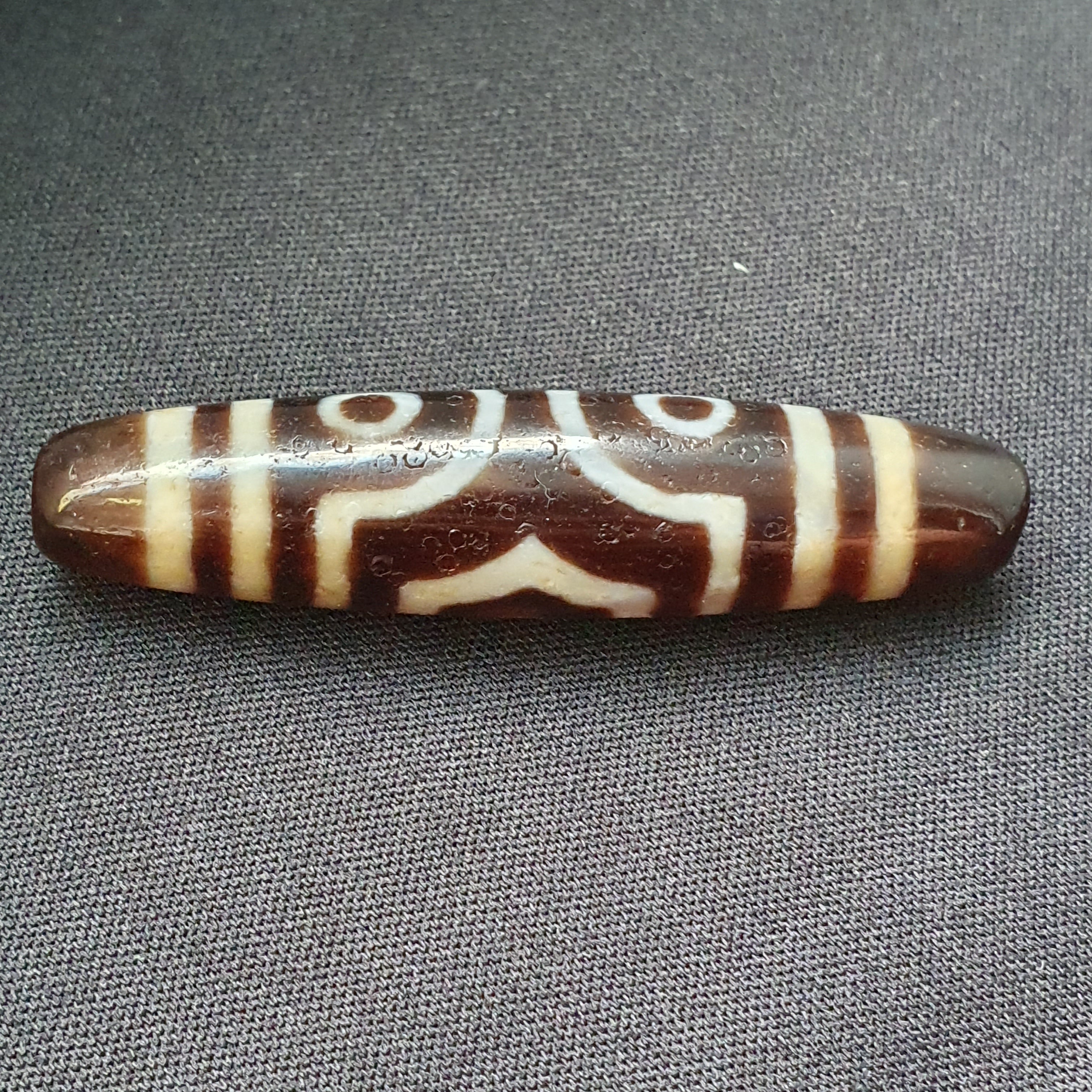 3 Eyes Tibetan Agate Dzi Bead Amulet - 60mm Himalayan Gemstone