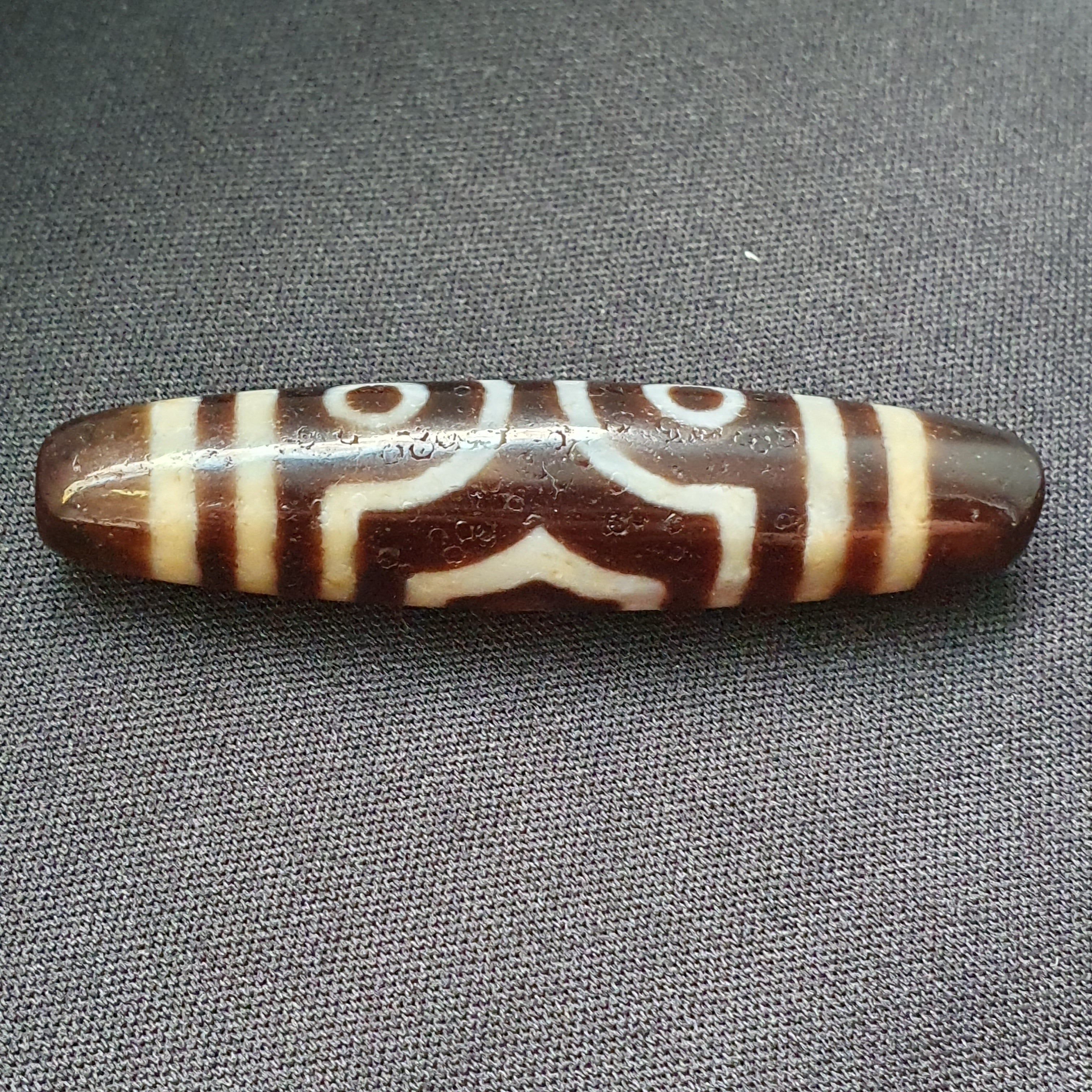 3 Eyes Tibetan Agate Dzi Bead Amulet - 60mm Himalayan Gemstone