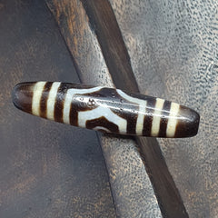 3 Eyes Tibetan Agate Dzi Bead Amulet - 60mm Himalayan Gemstone