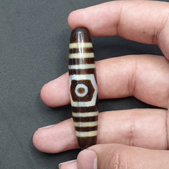 3 Eyes Tibetan Agate Dzi Bead Amulet - 60mm Himalayan Gemstone
