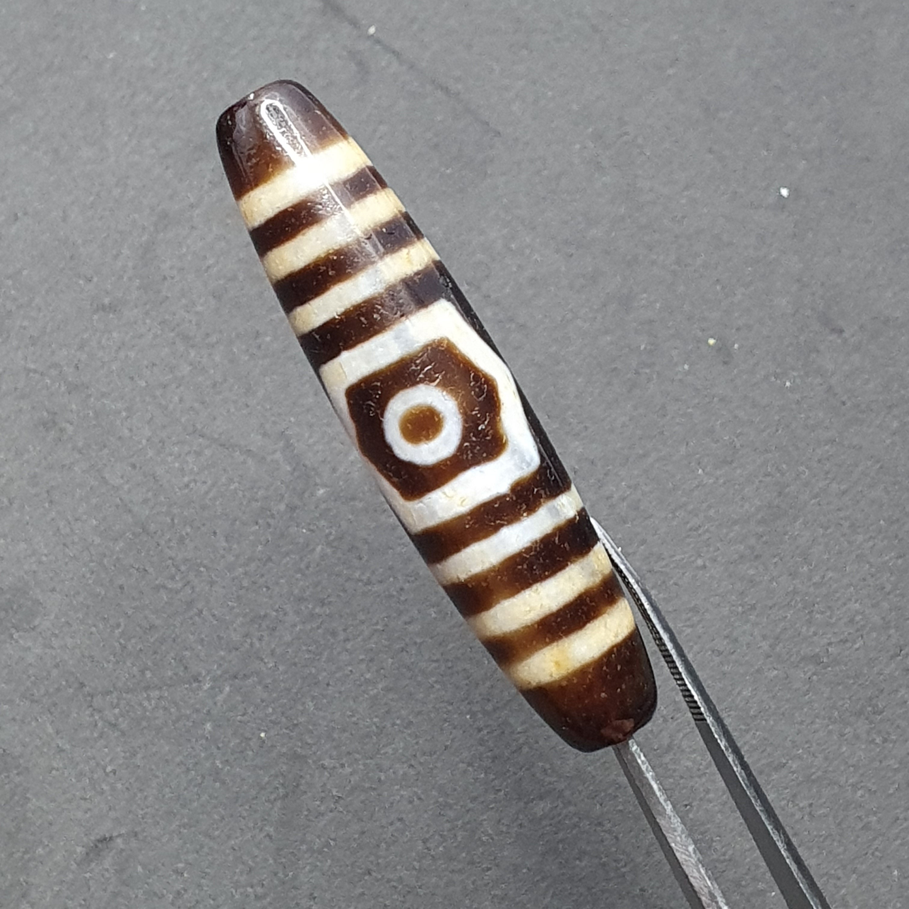 3 Eyes Tibetan Agate Dzi Bead Amulet - 60mm Himalayan Gemstone