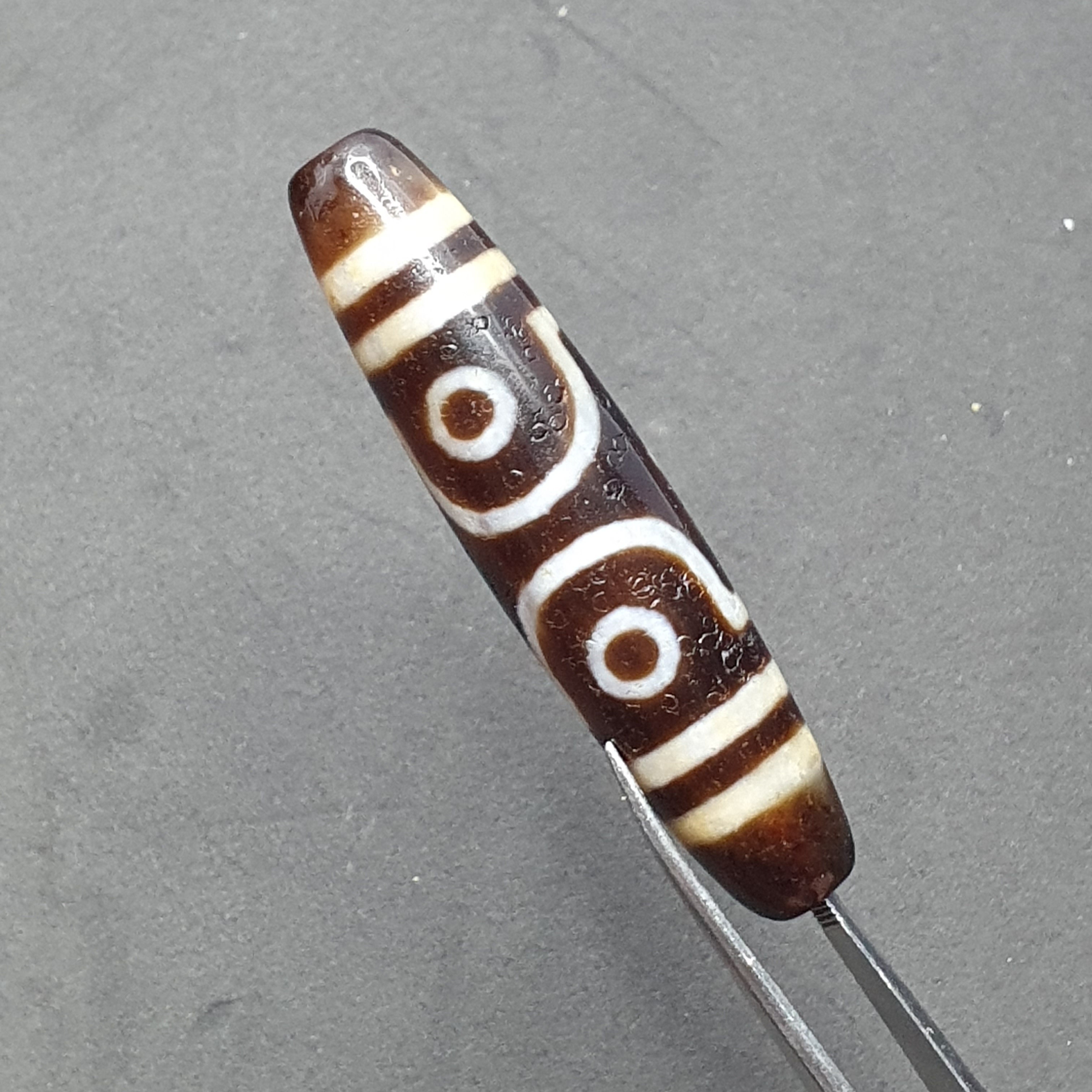 3 Eyes Tibetan Agate Dzi Bead Amulet - 60mm Himalayan Gemstone